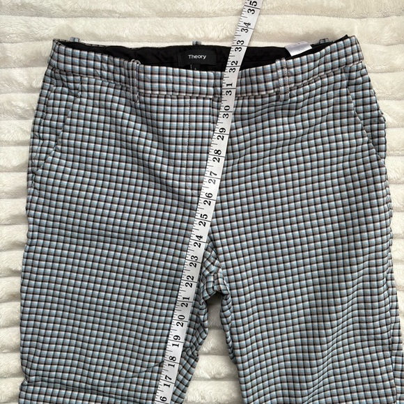 THEORY Trecca Skinny Straight Stretch Pants Checkered Blue 6 - Picture 9 of 9